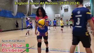 England Junior All Nations VBall Boys Div Semis amp Bronze Phils Blue v Carribean v Phils Red [upl. by Hairam322]