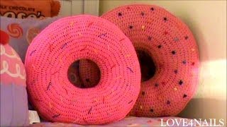 How To Crochet A Yummy Large Donut Pillow  Tutorial [upl. by Nwadal895]