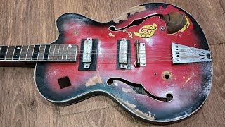 Vintage Electric Guitar Restoration  1976 Old Semiacoustic Guitar Repair [upl. by Chace]