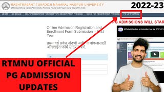 Rtmnu Official PG Admission Updates 202223  PG Admission Official Updates Nagpur University [upl. by Stine]