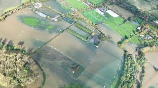 Chelsea Football Club training ground at Cobham flooded  Helicopter flight  Wisley amp Surrey views [upl. by Oran]