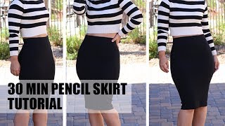 DIY 30 MIN PENCIL SKIRT TUTORIAL [upl. by Ayotal]