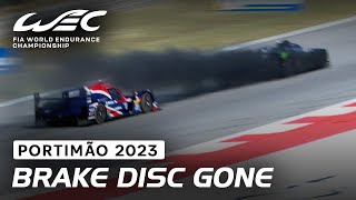 😮 Brake disc explosion for Jacques Villeneuve I 2023 FIA WEC 6 Hours of Portimão [upl. by Aramit]