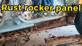 rust repair on rocker panel  Rusty rotten Rocker Panel Restoration [upl. by Droffig]