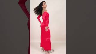 Slinky Satin One Shoulder Split red Maxi [upl. by Fasano]