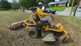 Aerating and Seeding  Tow Behind Aerator [upl. by Fiel584]