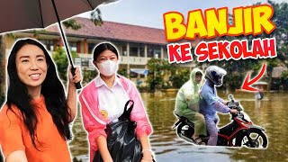 24 JAM BANJIR JAKARTA  KE SEKOLAH NAIK MOTOR  MACET GA  Vlog Lucu  CnX Adventurers [upl. by Jessee]