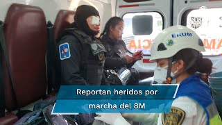 Van 25 heridos por marcha del 8M una de ellas policía con picahielos en el pómulo [upl. by Kimberley]