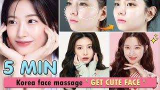 5 MIN Consigue una cara bonita reduce la cara ancha y reduce los pómulos  Masaje facial coreano [upl. by Sholes]