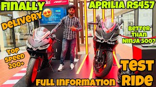 Finally new Aprilia rs457 ❤️‍🔥 test ride and delivery full information🔥 aprilia apriliars457￼￼￼ [upl. by Wil356]