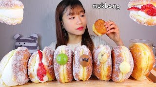 MUKBANG 크림 가득 제주 노티드 도넛 디저트 먹방 KNOTTED CREAM DONUT Dessert asmr クリームドーナツ 咀嚼音 [upl. by Joacima800]