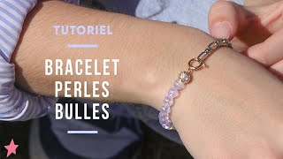 TUTORIEL  Bracelet Perles Bulles Transparentes et chaîne dorée [upl. by Idmann562]