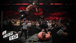 Announce table crash landings WWE Top 10 [upl. by Akirdnas]