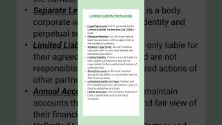 Limited Liability Partnership  Explained in points  study partnership exam viralshort video [upl. by Aislehc987]