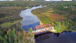 Bridges Rapids Beautiful Reflections and Autumn Colours on the Musquodoboit River  DJI Mini 3 Pro [upl. by Inalaek]