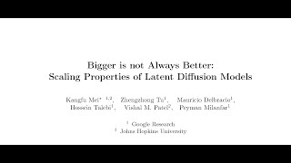 Bigger is not Always Better Scaling Properties of Latent Diffusion Models [upl. by Eirased]