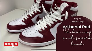 Nike Air Jordan 1 High Artisanal Red Unboxing and Quick Look [upl. by Carlin139]