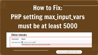 Fix error PHP setting max input vars must be at least 5000 [upl. by Dnomal]