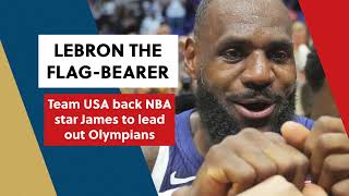 LeBron the flagbearer  Team USA support James to lead out Olympians at opening ceremony [upl. by Laeahcim]