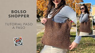 Bolso shopper a crochet 🧶  Tutorial paso a paso [upl. by Aynekat860]