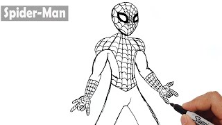 How To Draw A Spiderman Step By Step  Skinny SpiderMan Drawing [upl. by Nerissa]