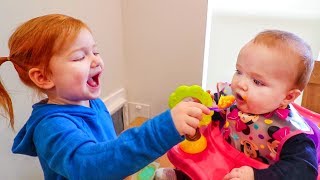 Adley helps Baby Brother with Morning Routine and after afternoon nap time [upl. by Talia]