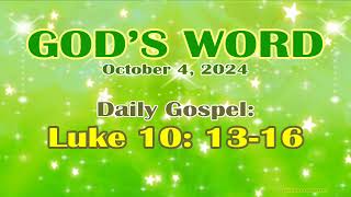 Daily Bible Verse October 4 2024 Luke 10 1316 Gods Word Bible Reading [upl. by Eilyak]