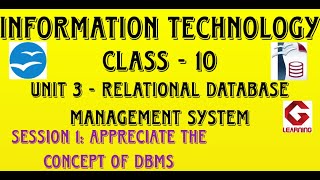 Database concepts  Part 1 of session 1  Unit 3  RDBMS  Class 10 Information Technology IT [upl. by Cohdwell]