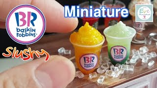 베스킨라빈스 빙수음료 ✔슬러시 2가지 미니어쳐 Miniature BaskinRobbins ✔Slushy tutorial [upl. by Ymar]