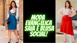 Moda Evangélica Saia e Blusa Social 🥰 [upl. by Kcirdor]