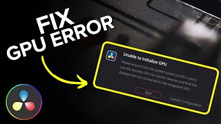 How to Fix Unable to Initialize GPU in DaVinci Resolve [upl. by Adahs84]