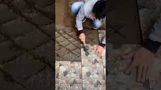 Floor tile cement mortar fixing process [upl. by Mialliw]