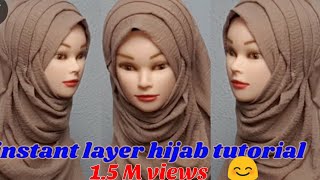 Instant full layered hijab tutorial  very easy hijab style [upl. by Yrol]