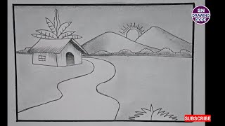 village landscape drawing for beginners  gramer drisso  kids drawing [upl. by Niles]