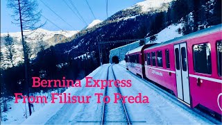 Train Ride Series 4 Bernina Express fr Filisur to Preda passing beautiful snowscape TaraNaKabayan [upl. by Pillyhp]