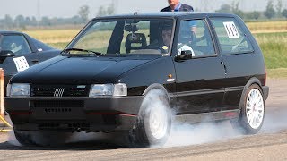 Fiat Uno Turbo 300HP  Burnout amp Acceleration on Drag Strip 14 Mile [upl. by Marsh]