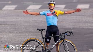 Belgiums Remco Evenepoel rides to cycling HISTORY in mens road race  Paris Olympics  NBC Sports [upl. by Isidor402]