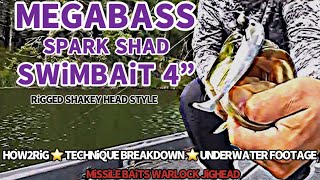 Megabass Spark Shad 4” Swimbait rigged Shakey Head style Cast2Catch Bait Review  underwater footage [upl. by Innek591]