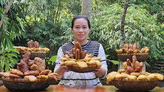 How To Make LongLasting Puffy Delicious Fried Banana Cakes In The Farm  Goes to market sell [upl. by Menendez]