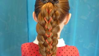 Illusion Braid With Ribbon Hairstyles For Girls [upl. by Ilana]