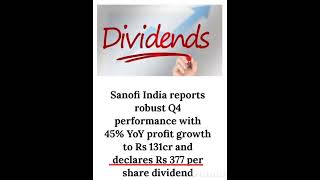 Sanofi India share latest newssanofi India Ltdlatest dividend alerts [upl. by Nevi256]