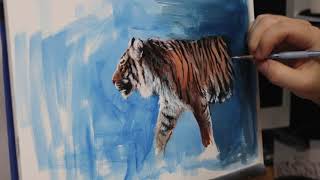 Quick Sketch Tiger Painting TimeLapse [upl. by Rech655]