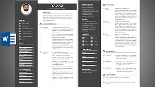 How to make Creative Two Pages Resume in ms word 2019  Professional Resume in word  Resume writing [upl. by Adine116]