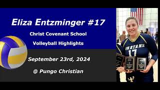 Middle Blocker Eliza Entzminger 25 Volleyball Highlights 9232024  Pungo Christian Belhaven NC [upl. by Artinahs96]