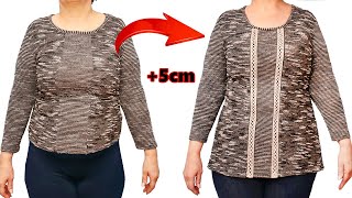 Great sewing trick how to upsize a sweatera blouse simply to fit you perfectly [upl. by Riancho]