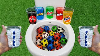 Football VS Popular Sodas  Sprite Coca Cola Fanta Schweppes Fruko and Mentos in the toilet [upl. by Aytac]