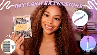 DIY Lash Extensions At Home  Amazon QUEWEL Clusters amp KISS Falscara Kit [upl. by Aurilia466]