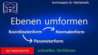 Ebenen umformen umwandeln  Koordinatenform Parameterform Normalenform [upl. by Aneliram]