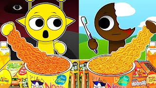 SPRUNKI Animation  SIMON VS BRUD Convenience Store YELLOW ORANGE Food  Incredibox Mukbang [upl. by Feliza]