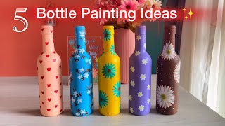 DIY Bottle Art  Simple Glass Bottle Painting Ideas  Easy Bottle Art for Stress Relief [upl. by Clarey]